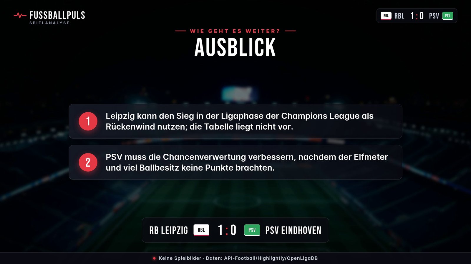 Was das Ergebnis bedeutet: RB Leipzig gegen PSV Eindhoven
